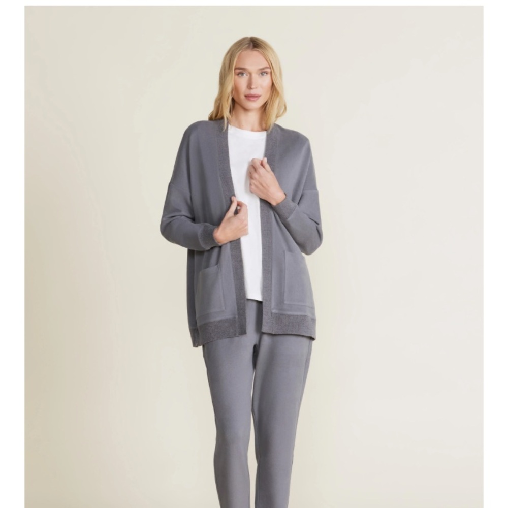 Barefoot Dreams | NWT | gray brushed fleece nice cardigan | s